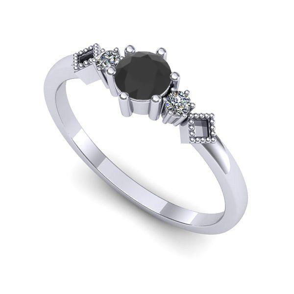 Inel din aur alb cu diamant negru