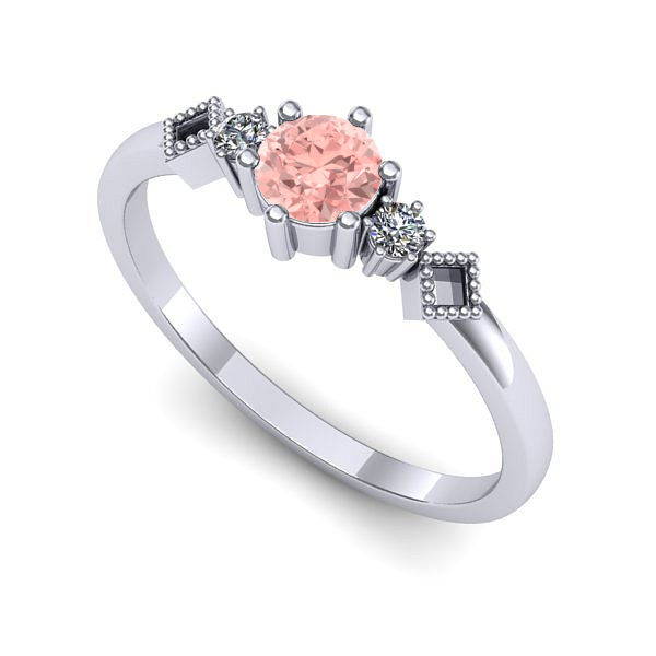 Inel de logodna din aur alb cu diamant de laborator roz