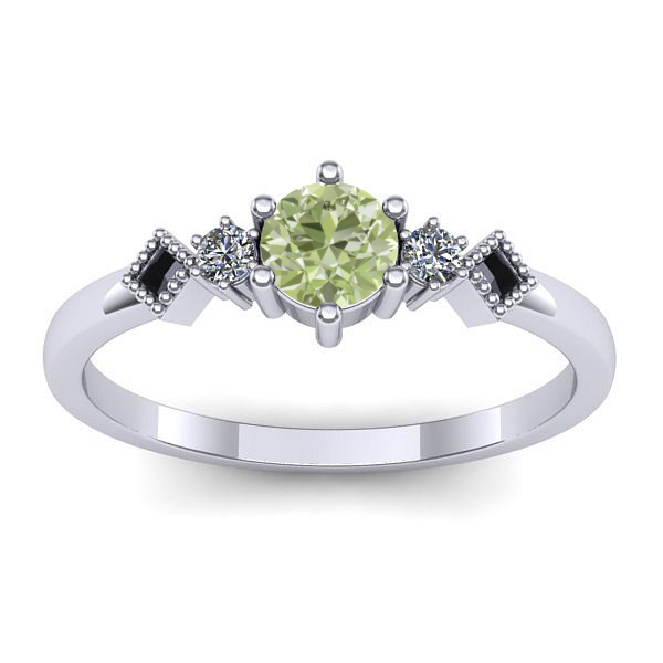 Inel cu diamant de laborator verde rotund