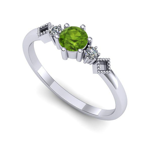 Inel de logodna din aur alb cu peridot