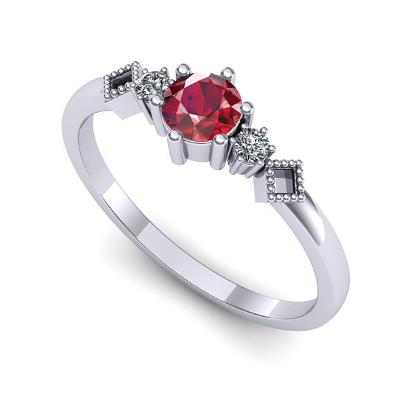 Inel logodna din aur alb cu rubin