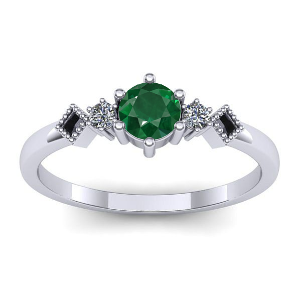 Inel de logodna cu smarald rotund