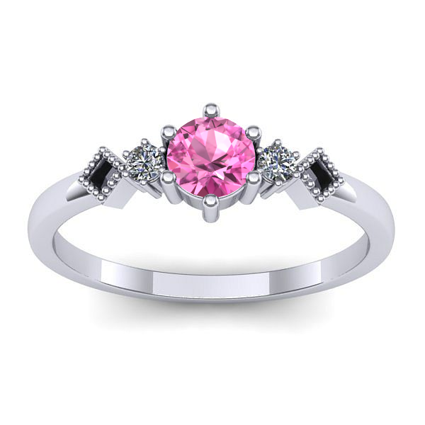 Inel cu safir roz rotund