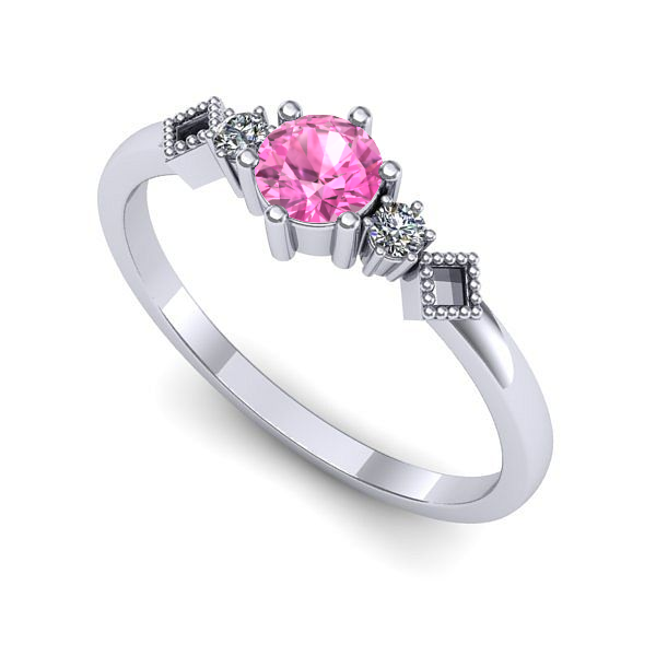 Inel din aur alb cu safir roz