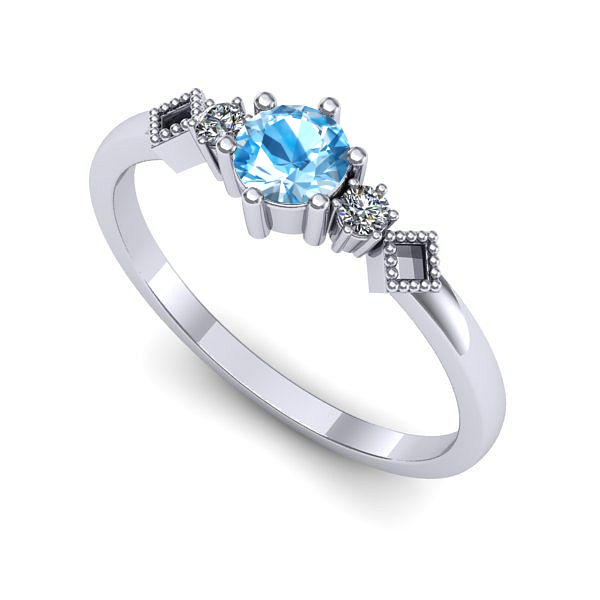 Inel din aur alb cu topaz blue