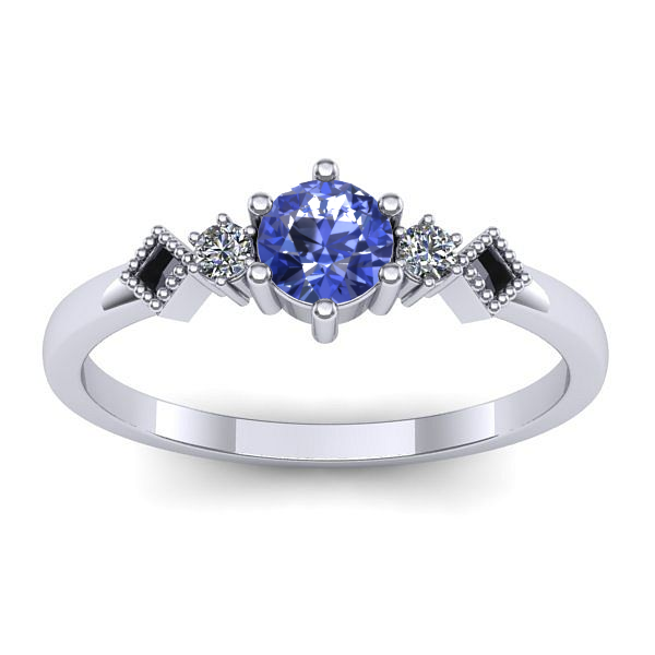 Inel cu tanzanit rotund