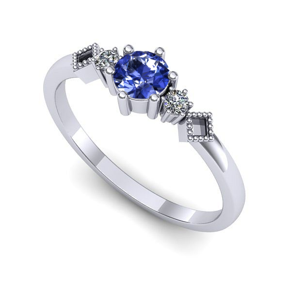Inel de logodna din aur alb cu tanzanit