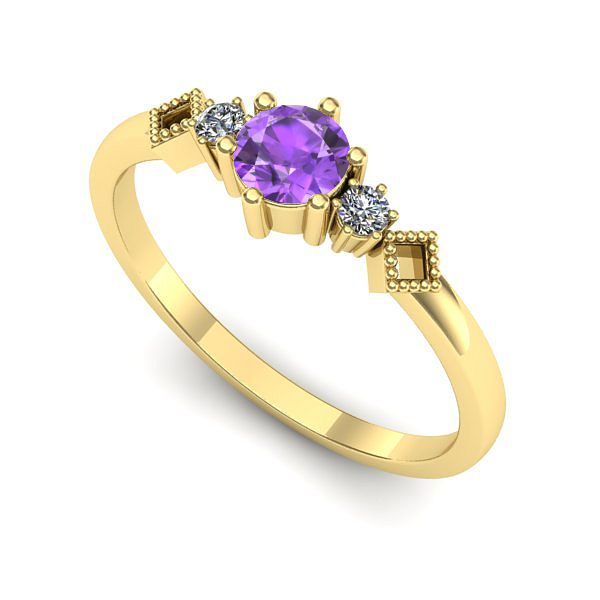 Inel din aur galben cu ametist