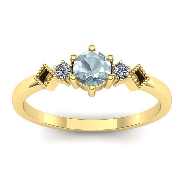 Inel cu aquamarin rotund