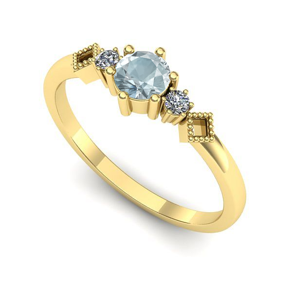 Inel din aur galben cu aquamarin