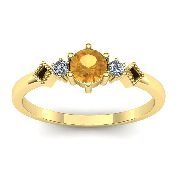 Inel logodna cu citrin rotund