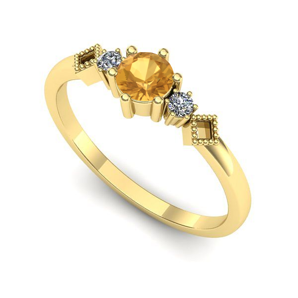 Inel din aur galben cu citrin