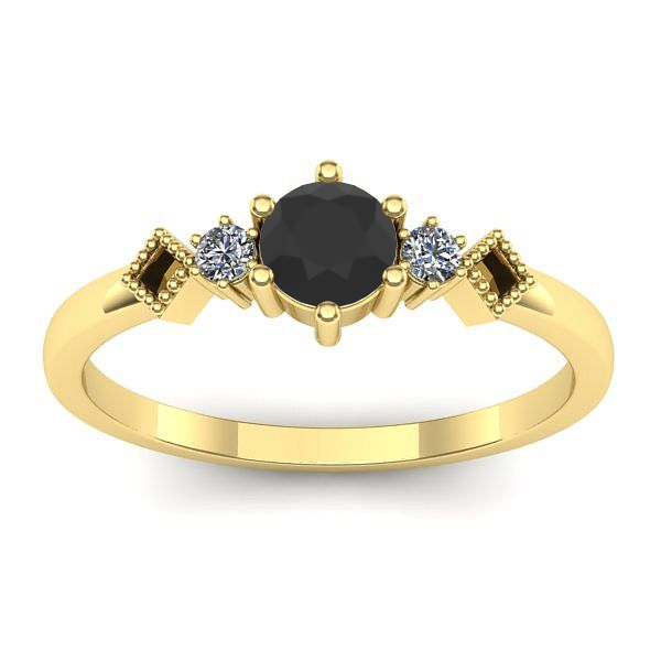 Inel logodna cu diamant negru rotund