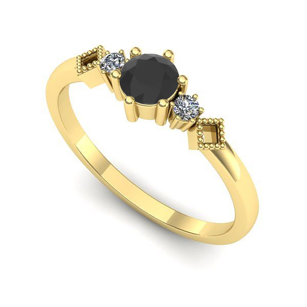 Inel din aur galben cu diamant negru