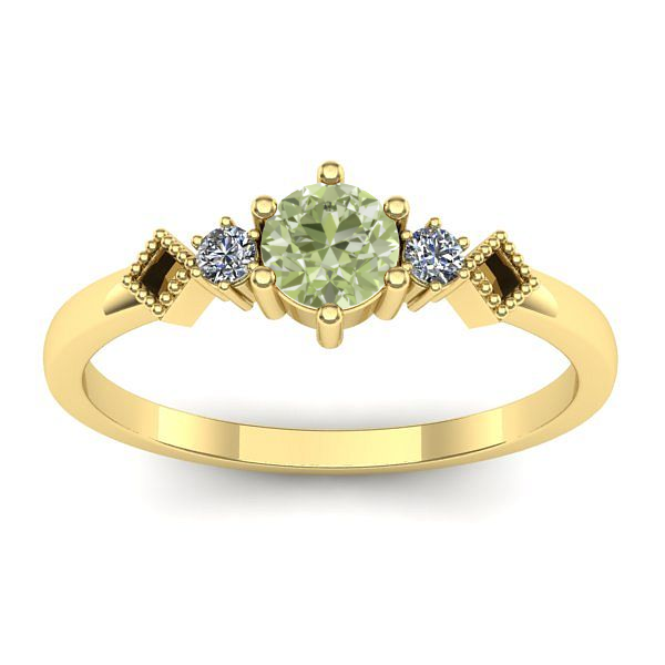 Inel cu diamant de laborator verde rotund