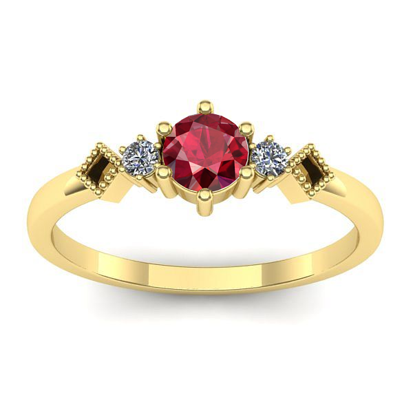 Inel de logodna cu rubin rotund