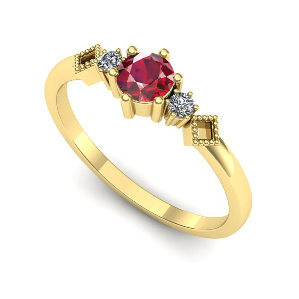 Inel logodna din aur galben cu rubin