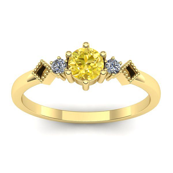 Inel logodna cu safir galben rotund