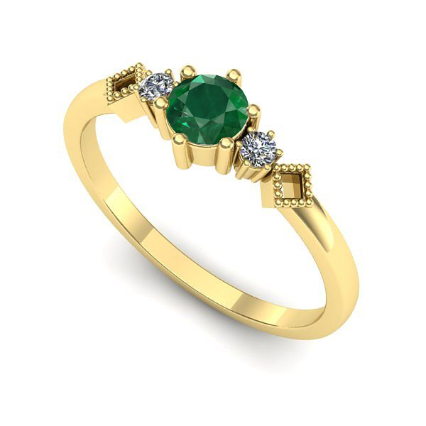 Inel logodna din aur galben cu smarald