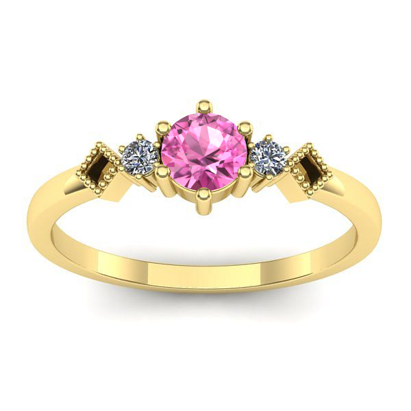 Inel cu safir roz rotund