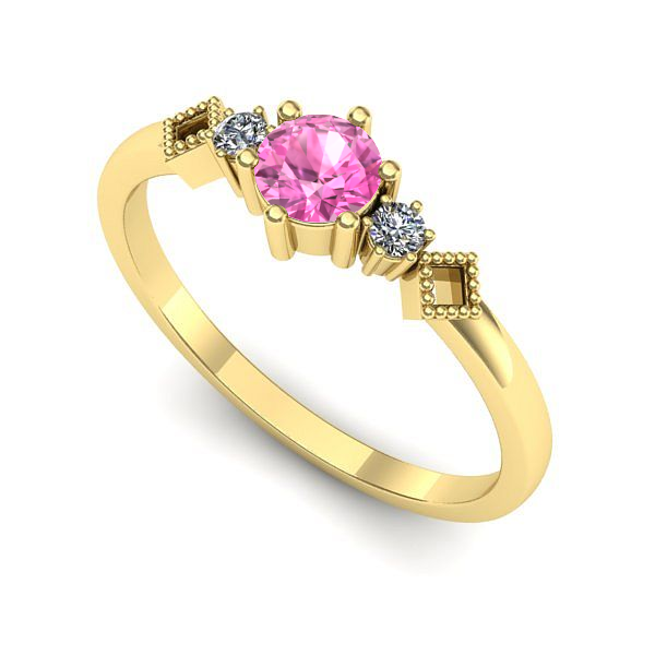 Inel de logodna din aur galben cu safir roz