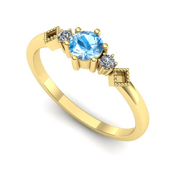 Inel de logodna din aur galben cu topaz blue