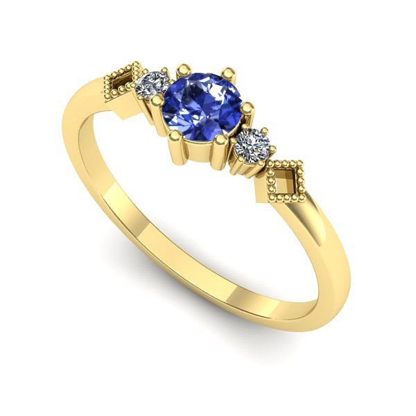 Inel logodna din aur galben cu tanzanit