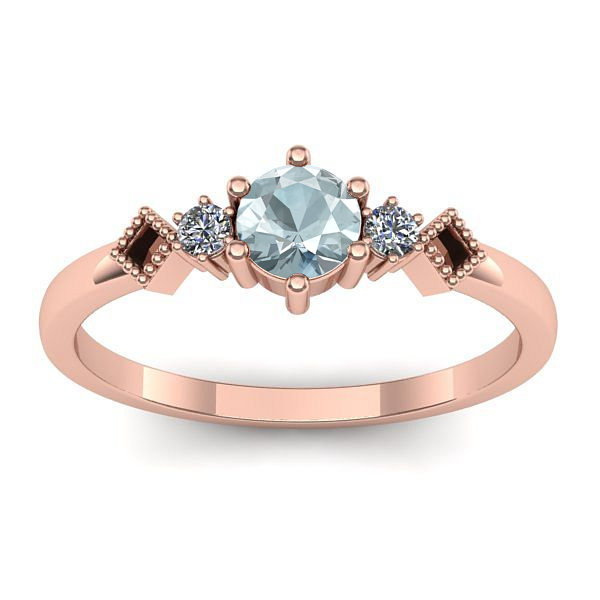 Inel de logodna cu aquamarin rotund