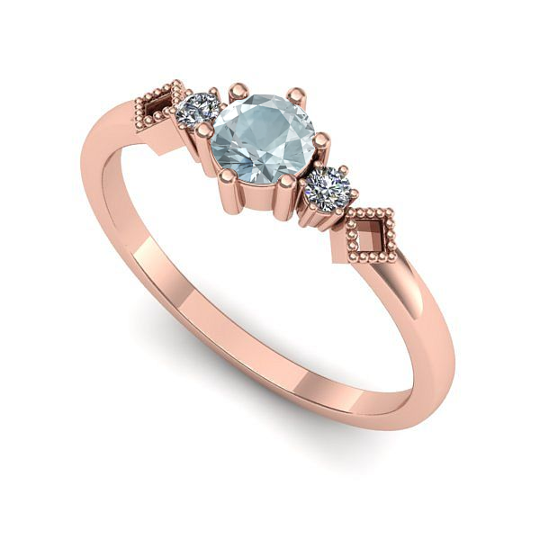 Inel din aur roz cu aquamarin