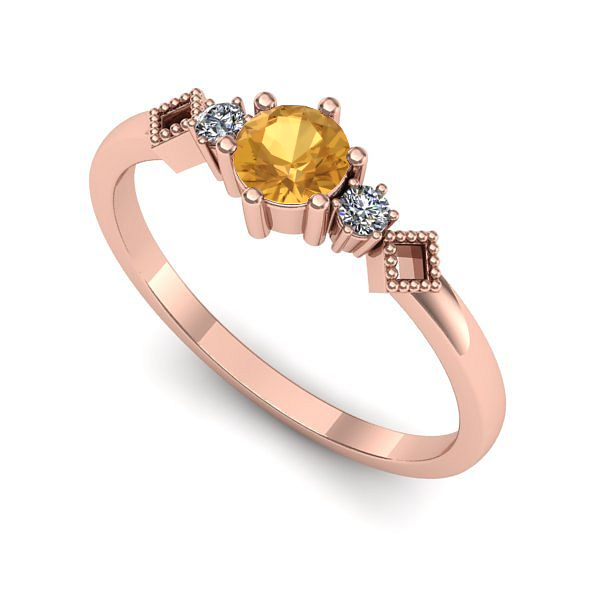 Inel din aur roz cu citrin
