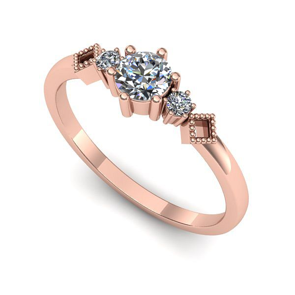 Inel din aur roz cu diamant