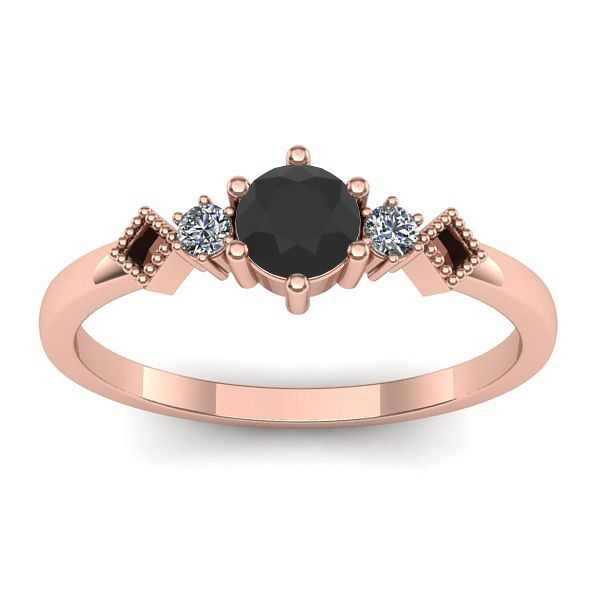 Inel logodna cu diamant negru rotund