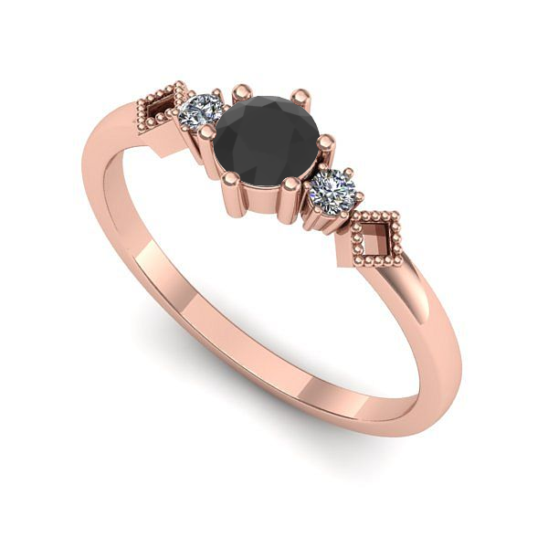 Inel din aur roz cu diamant negru