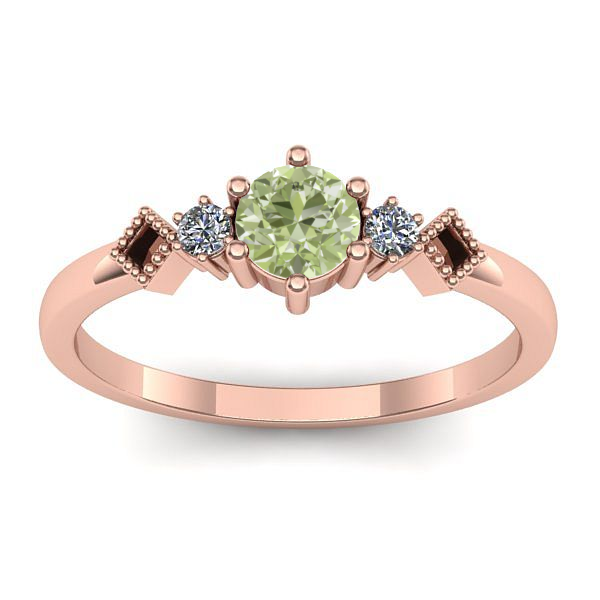 Inel logodna cu diamant de laborator verde rotund