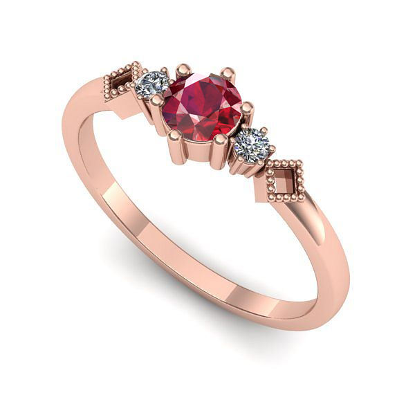 Inel din aur roz cu rubin