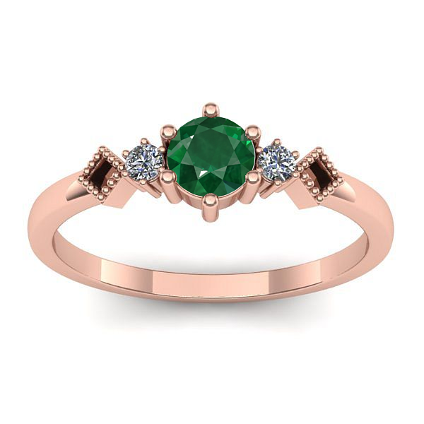 Inel de logodna cu smarald rotund