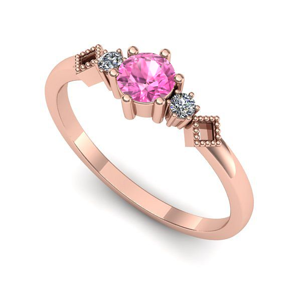 Inel logodna din aur roz cu safir roz