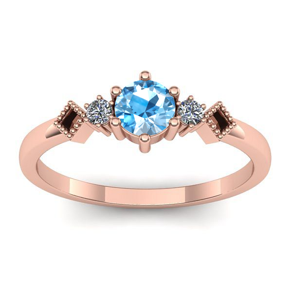 Inel cu topaz blue rotund