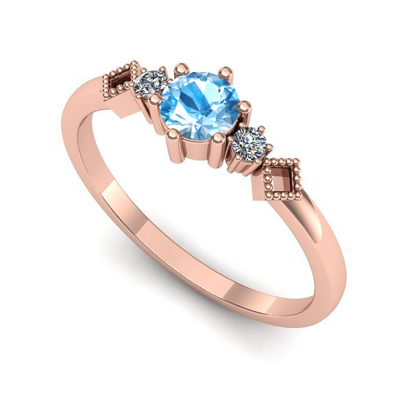 Inel de logodna din aur roz cu topaz blue