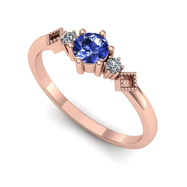 Inel de logodna din aur roz cu tanzanit