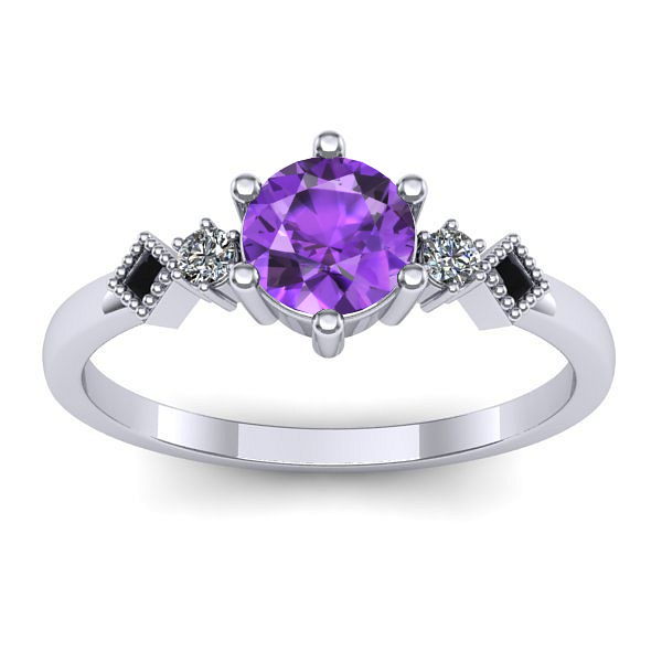 Inel logodna cu ametist rotund