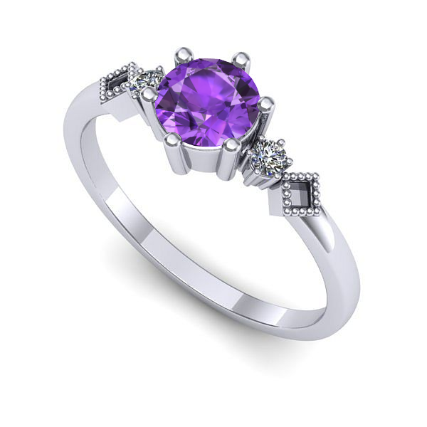 Inel din aur alb cu ametist