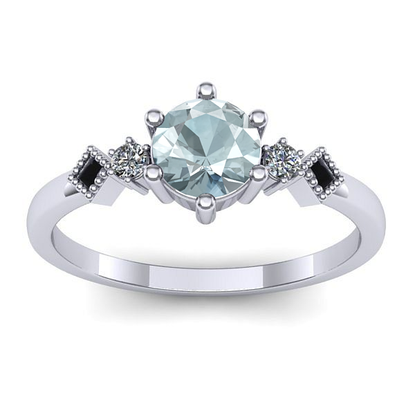 Inel logodna cu aquamarin rotund