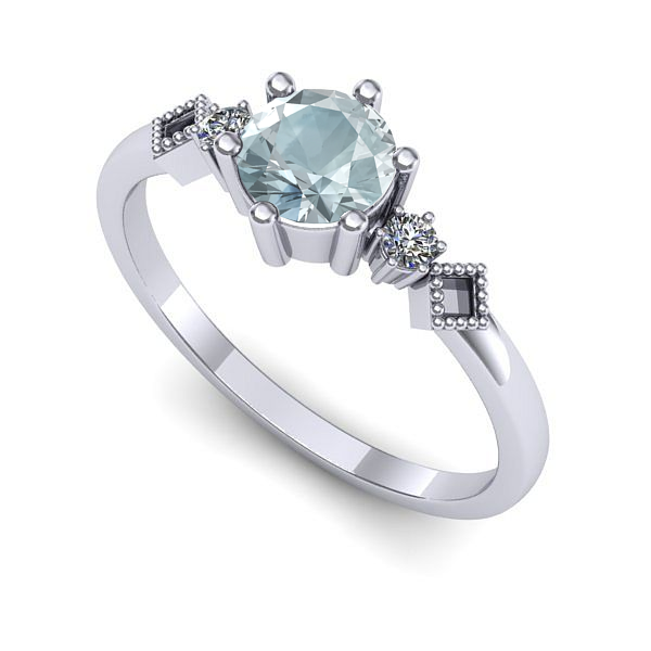 Inel logodna din aur alb cu aquamarin