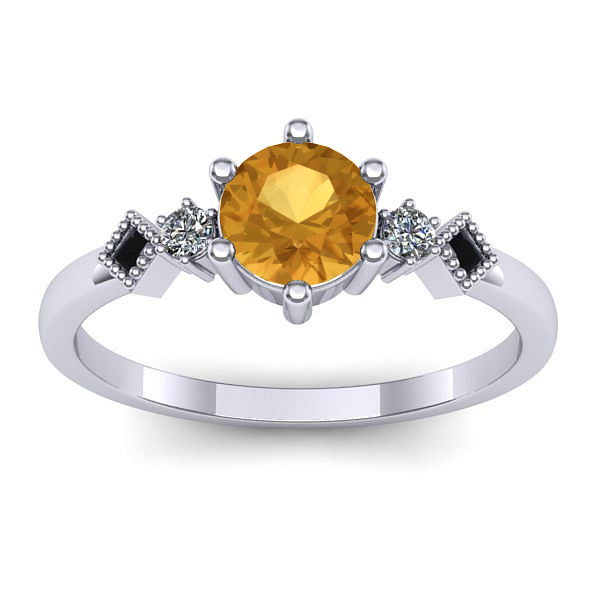 Inel cu citrin rotund