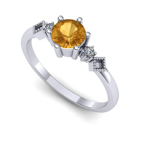 Inel din aur alb cu citrin