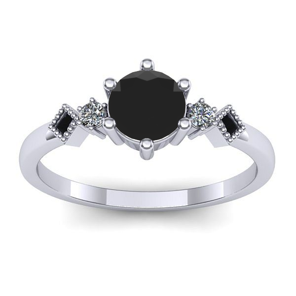 Inel logodna cu diamant negru rotund