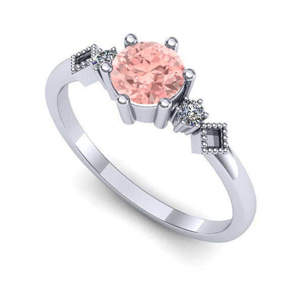 Inel logodna din aur alb cu diamant de laborator roz