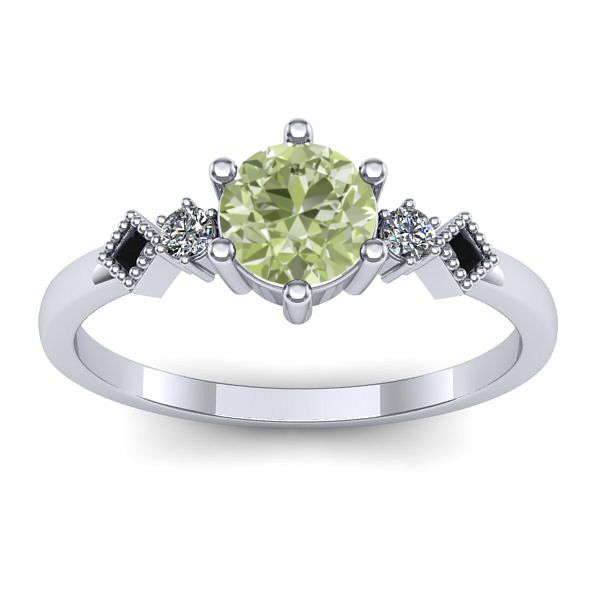 Inel de logodna cu diamant de laborator verde rotund