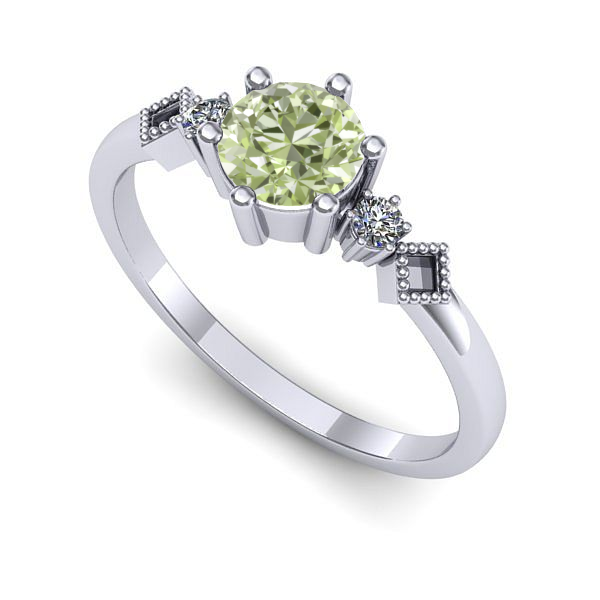 Inel logodna din aur alb cu diamant de laborator verde